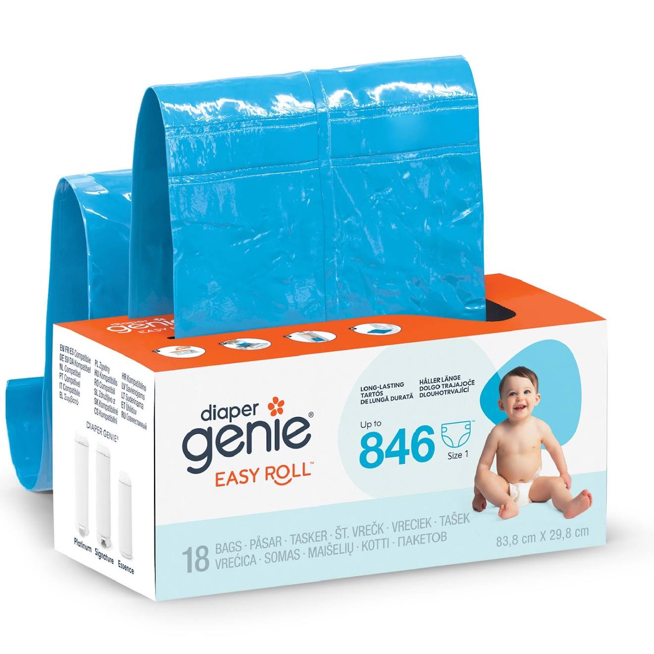 Recharges Easy Roll Pour Poubelle À Couches Platinium Bleu