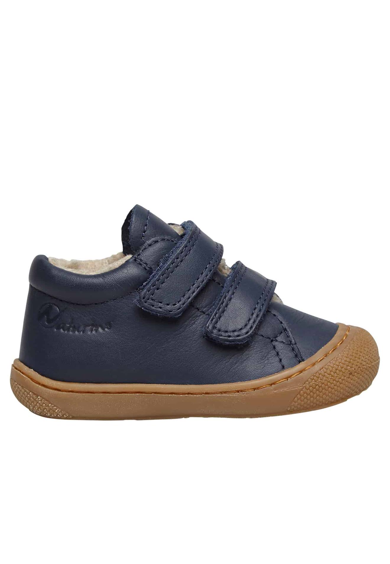 Chaussures Premiers Pas En Cuir Doublés En Laine Cocoon Vl Bleu Foncé-