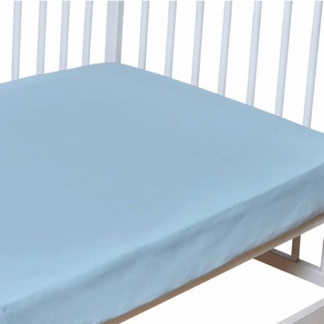 Drap-housse en coton Blanc+Bleu ciel+Gris+Rose+Vert amande 5 - vertbaudet enfant 