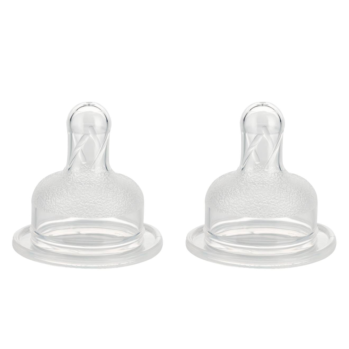 2 Tétines Silicone Anti-colique Débit Variable Gros Biberons Transparent