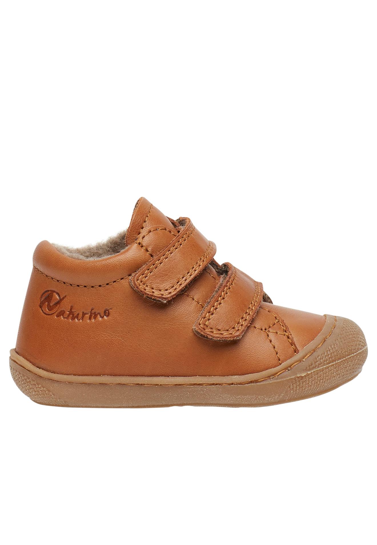 Chaussures Premiers Pas En Cuir Doublés En Laine Cocoon Vl Cognac-