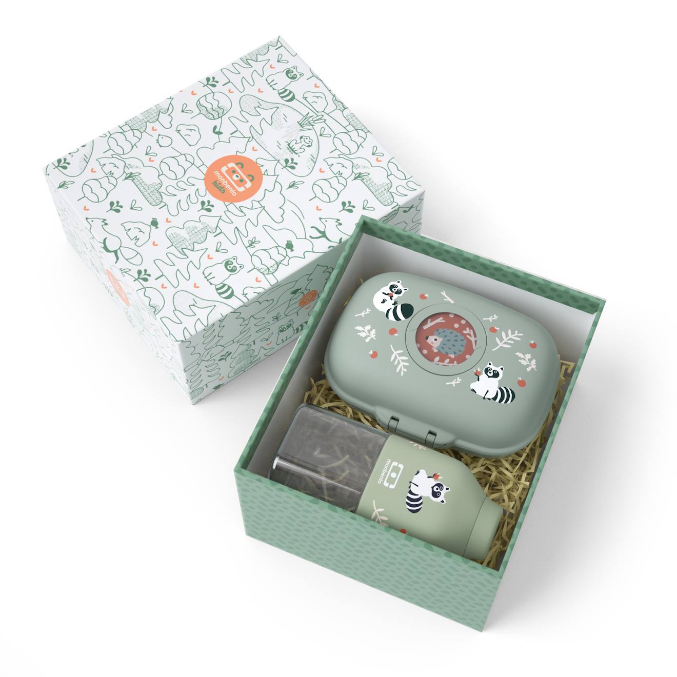 Coffret Cadeau Enfants Boite À Goûter Gram 600ml Vert Raccoon