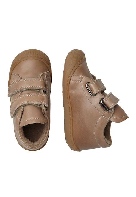 Chaussures premiers pas en cuir doublés en laine cocoon vl Anthracite-+Bleu foncé-+Cognac-+Gris tourterelle-+Marron foncé-+Rose antique-+Rouge foncé-+Sage- 19 - vertbaudet enfant 