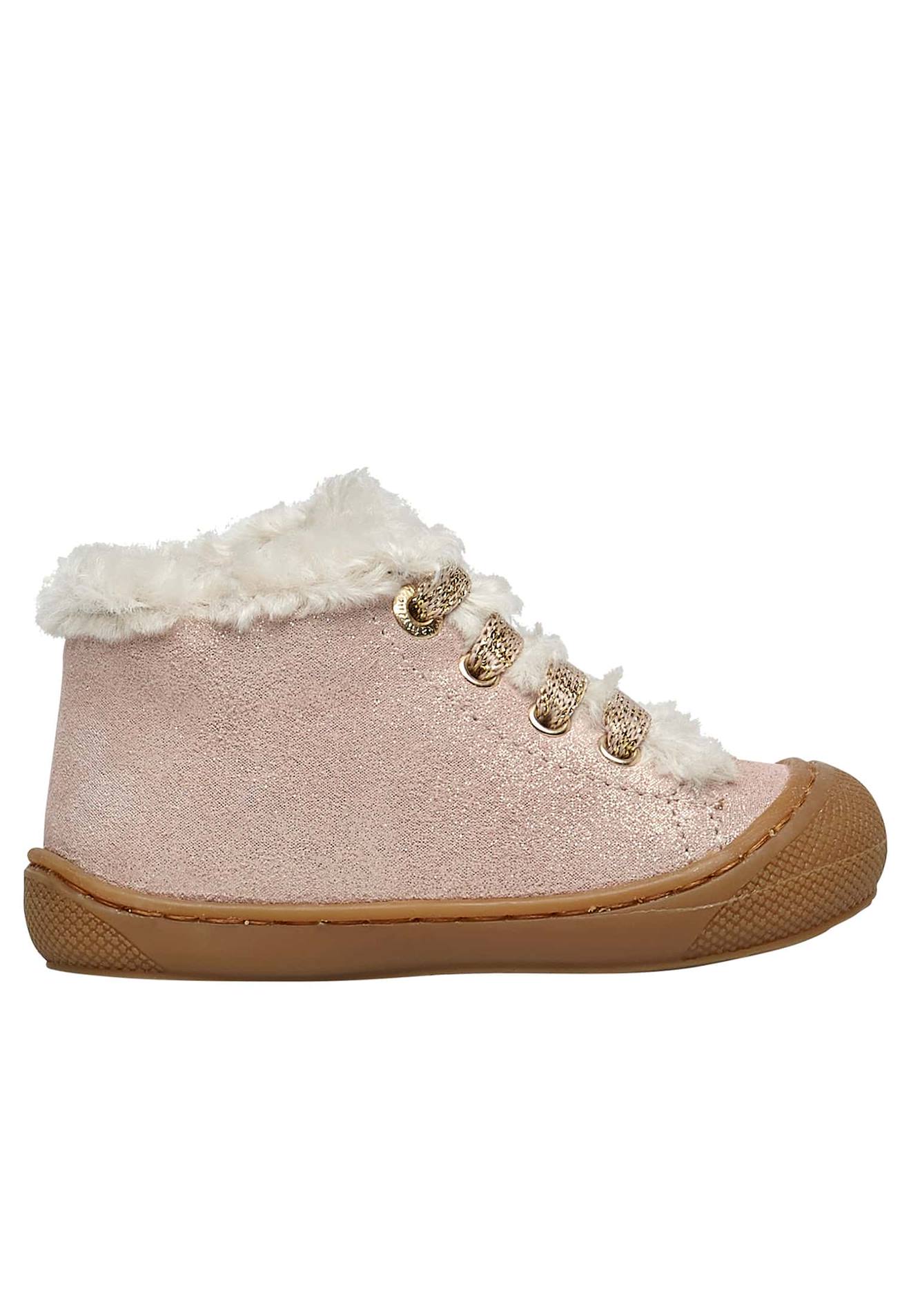 Chaussures Premiers Pas En Daim Et Laine Lallit Rose-