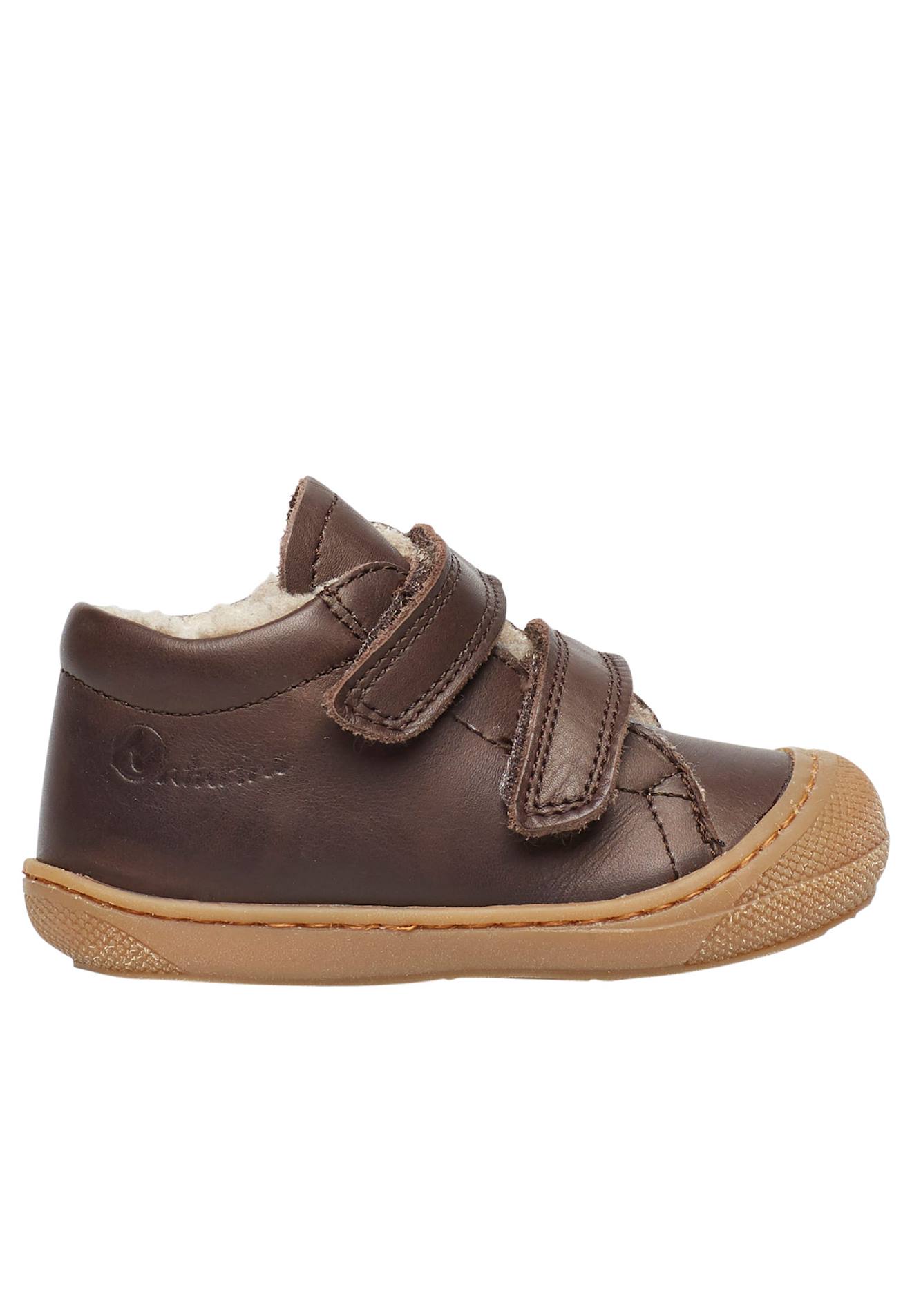 Chaussures Premiers Pas En Cuir Doublés En Laine Cocoon Vl Marron Foncé-