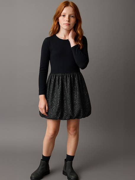 Robe boule fille bi-matière  - vertbaudet enfant