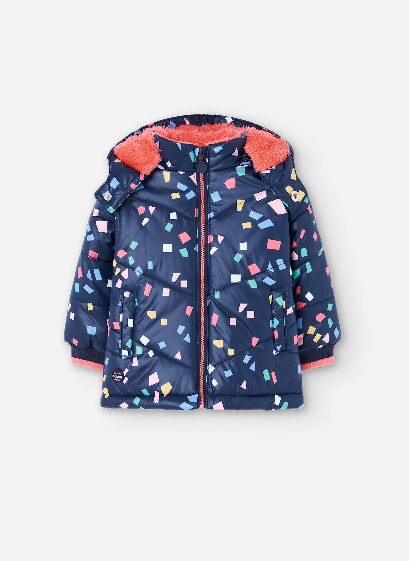 Parka Fille Tissu Technique Géométrique Multicolore