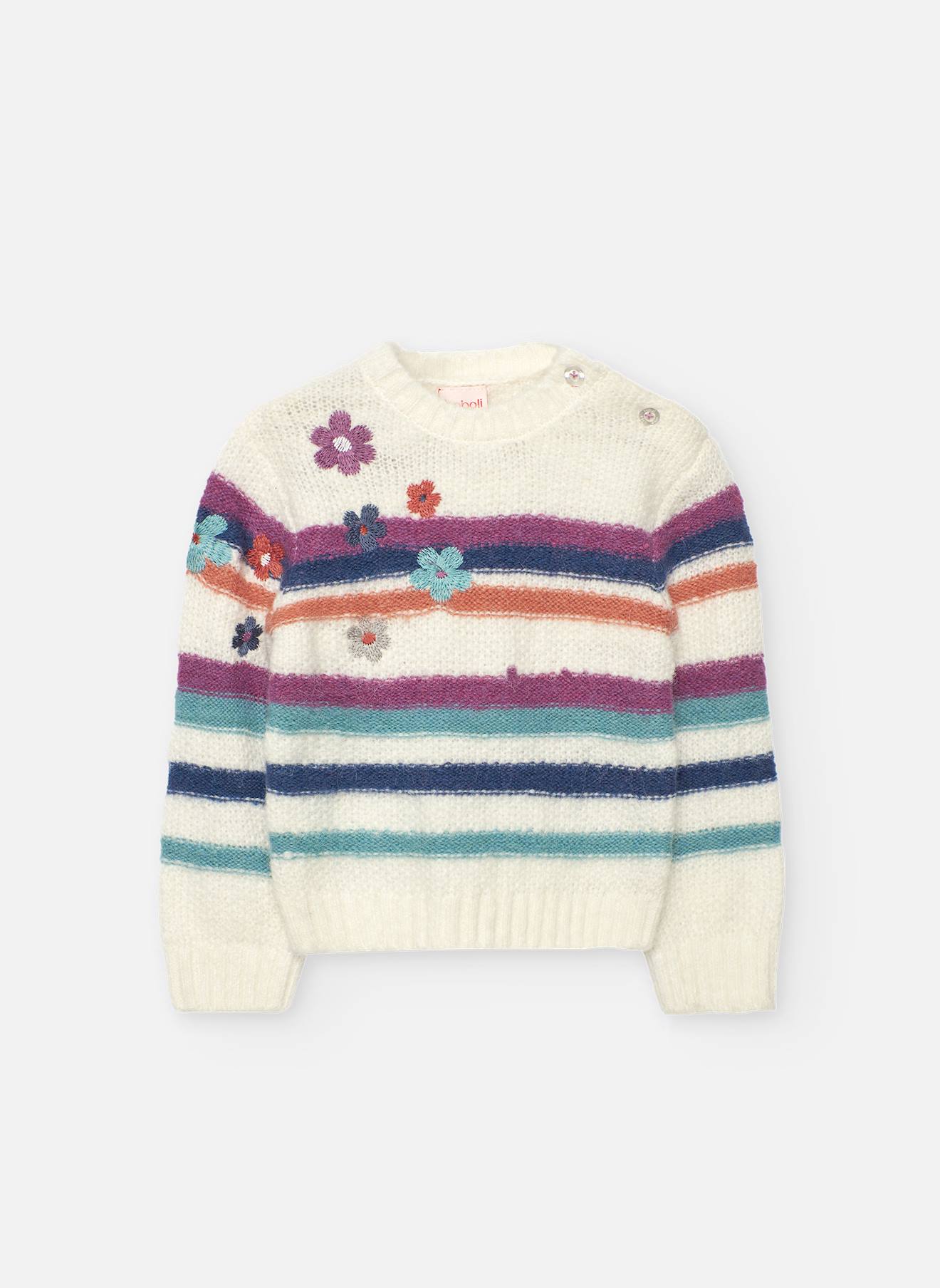 Pull À Fleurs Pour Fille Blanc