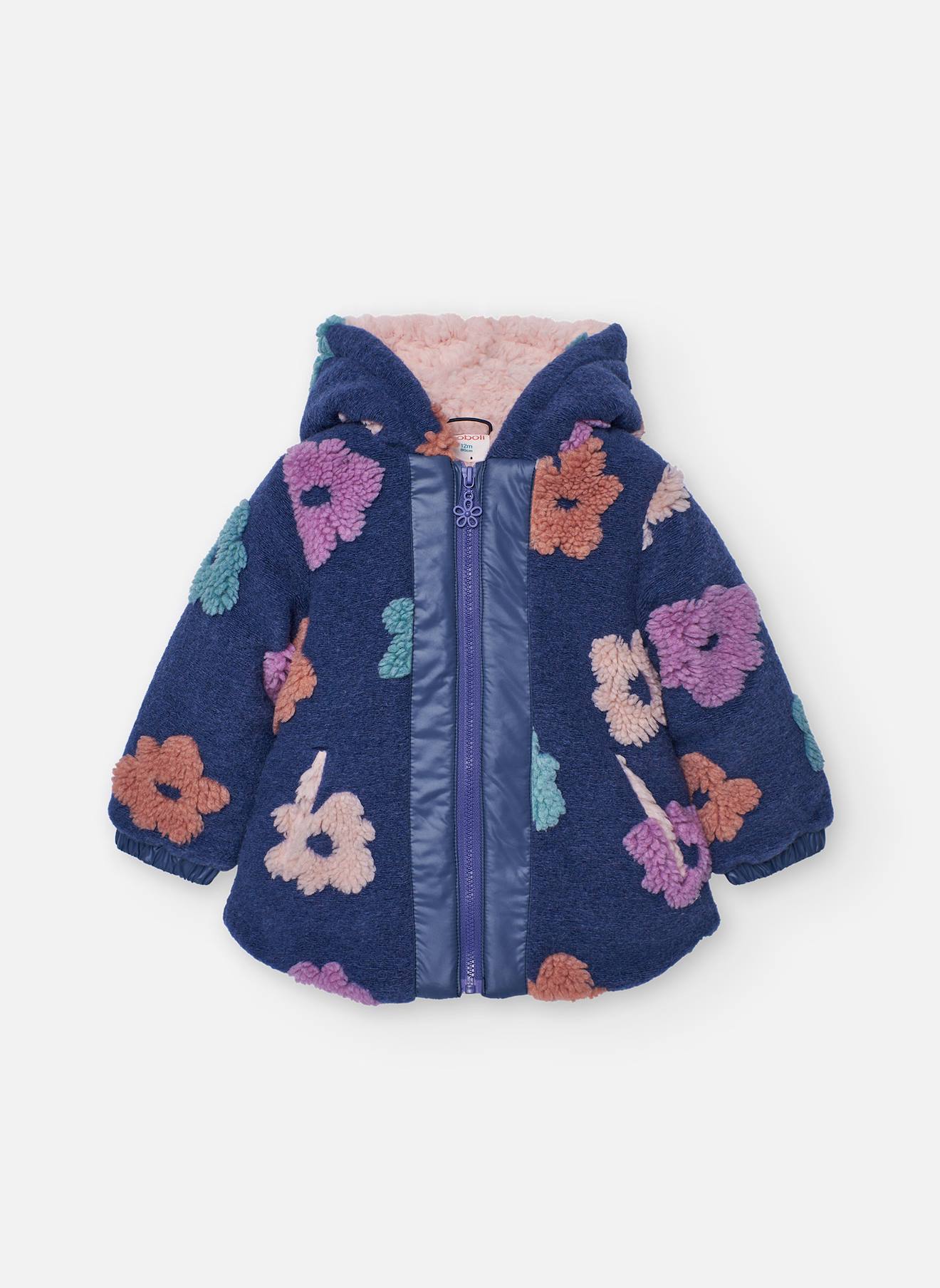 Manteau Fille Réversible Avec Fleurs Multicolore