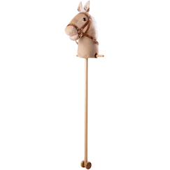 Jouet-Jeux d'imagination-Cheval bâton en bois et velours côtelé