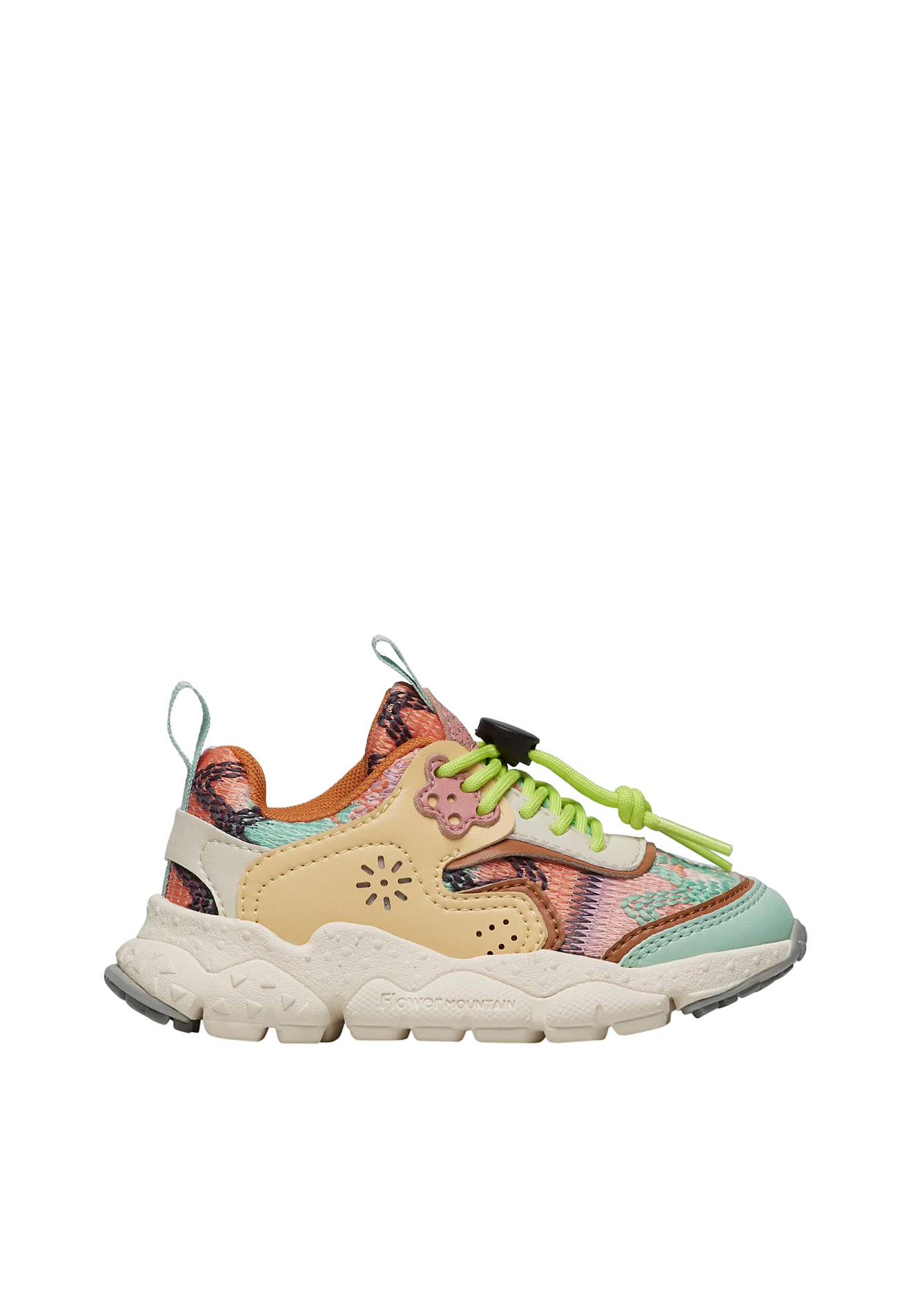 Baskets En Similicuir Et Tissu Tricoté Multicolore Doi Junior. Multicolore-jaune