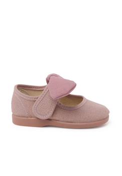 Chaussures-Babies en lin avec nœud et fermeture à scratch