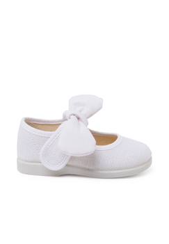 Chaussures-Babies en lin avec nœud et fermeture à scratch