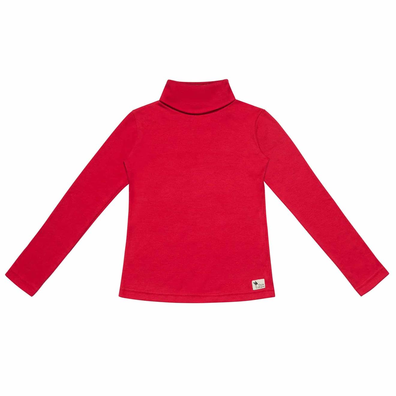Sous-pull Col Roulé Coton Jersey Harmonie Rouge