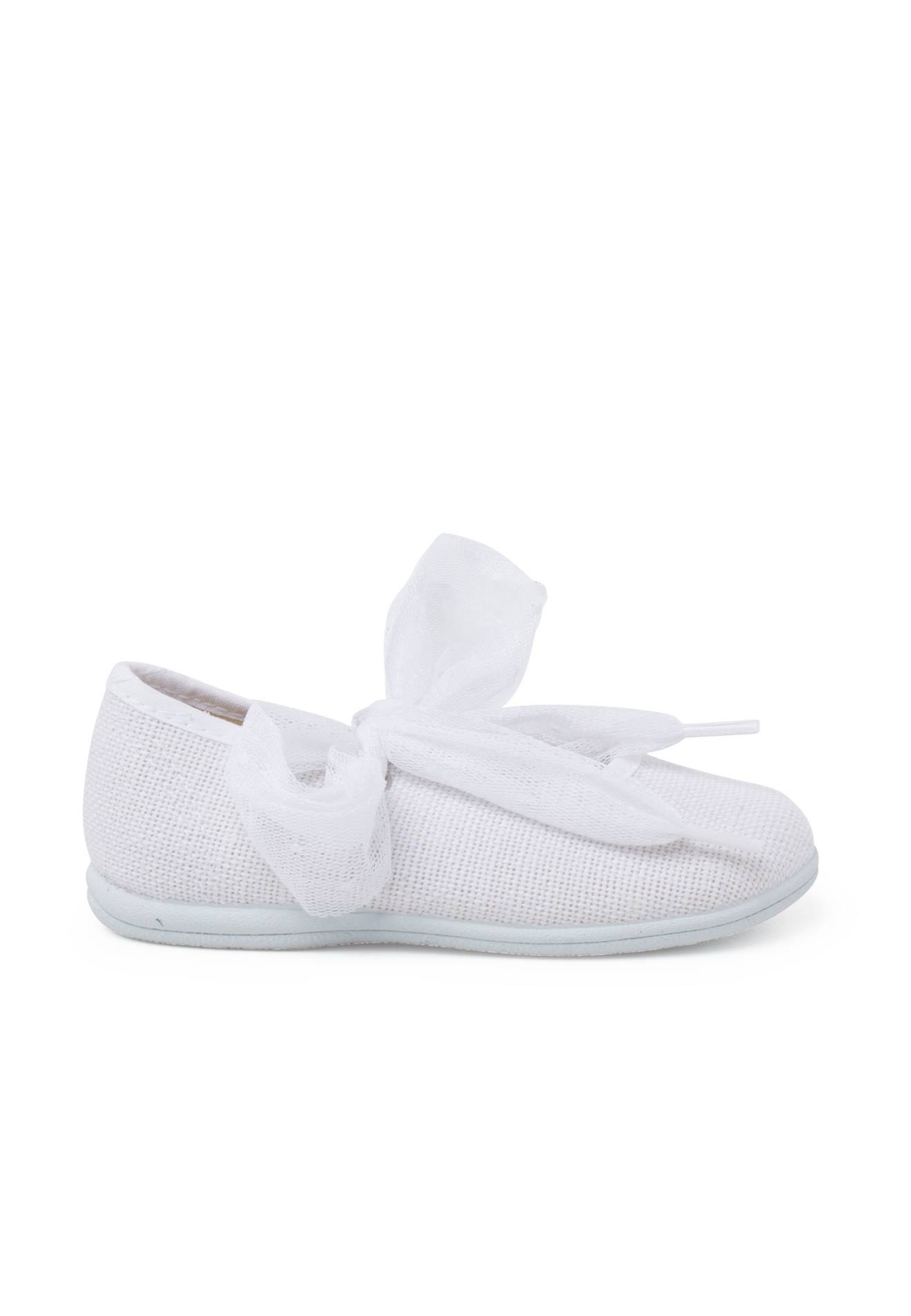 Ballerines Laçage Tulle Plumetis Blanc