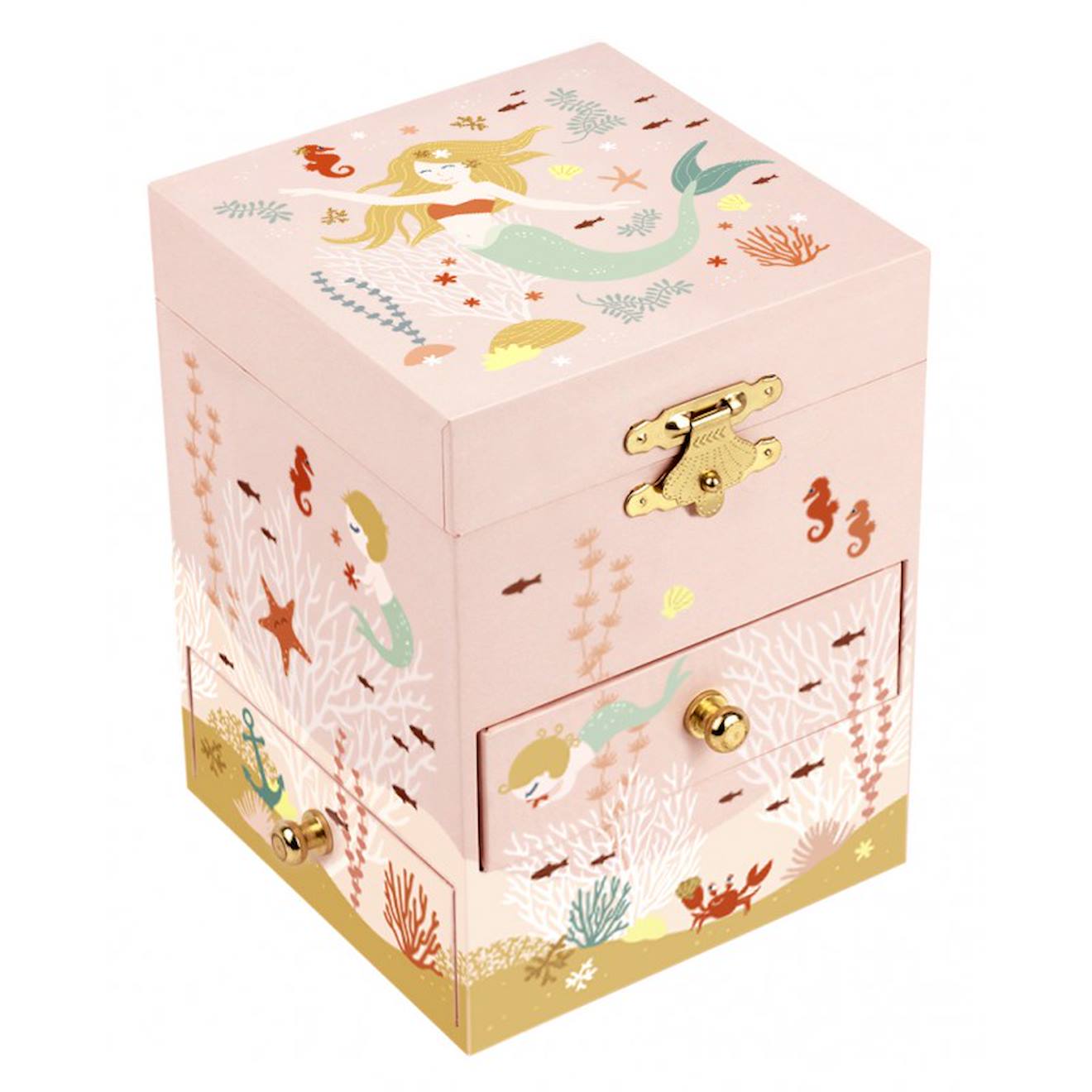 Boite À Bijoux Musicale Sirène Rose