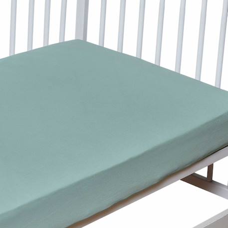 Drap-housse en coton Blanc+Bleu ciel+Gris+Rose+Vert amande 14 - vertbaudet enfant 