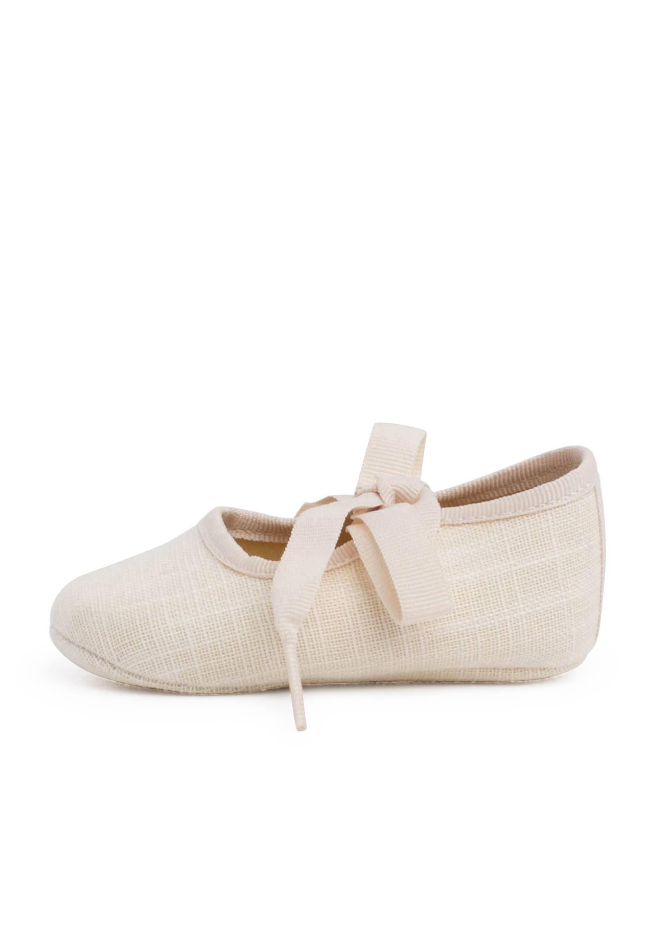 Babies Bébé En Lin Avec Nœud À Gros-grain Beige