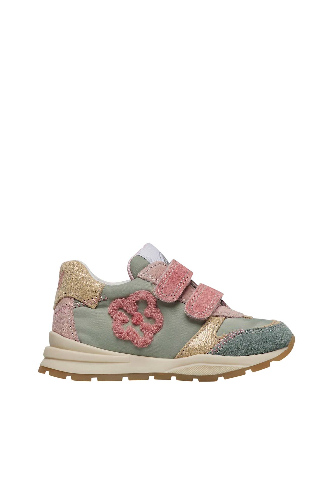 Baskets En Suède Et Tissu Avec Fermeture Scratch Quelly 3 Vl. Sage Multicouleur