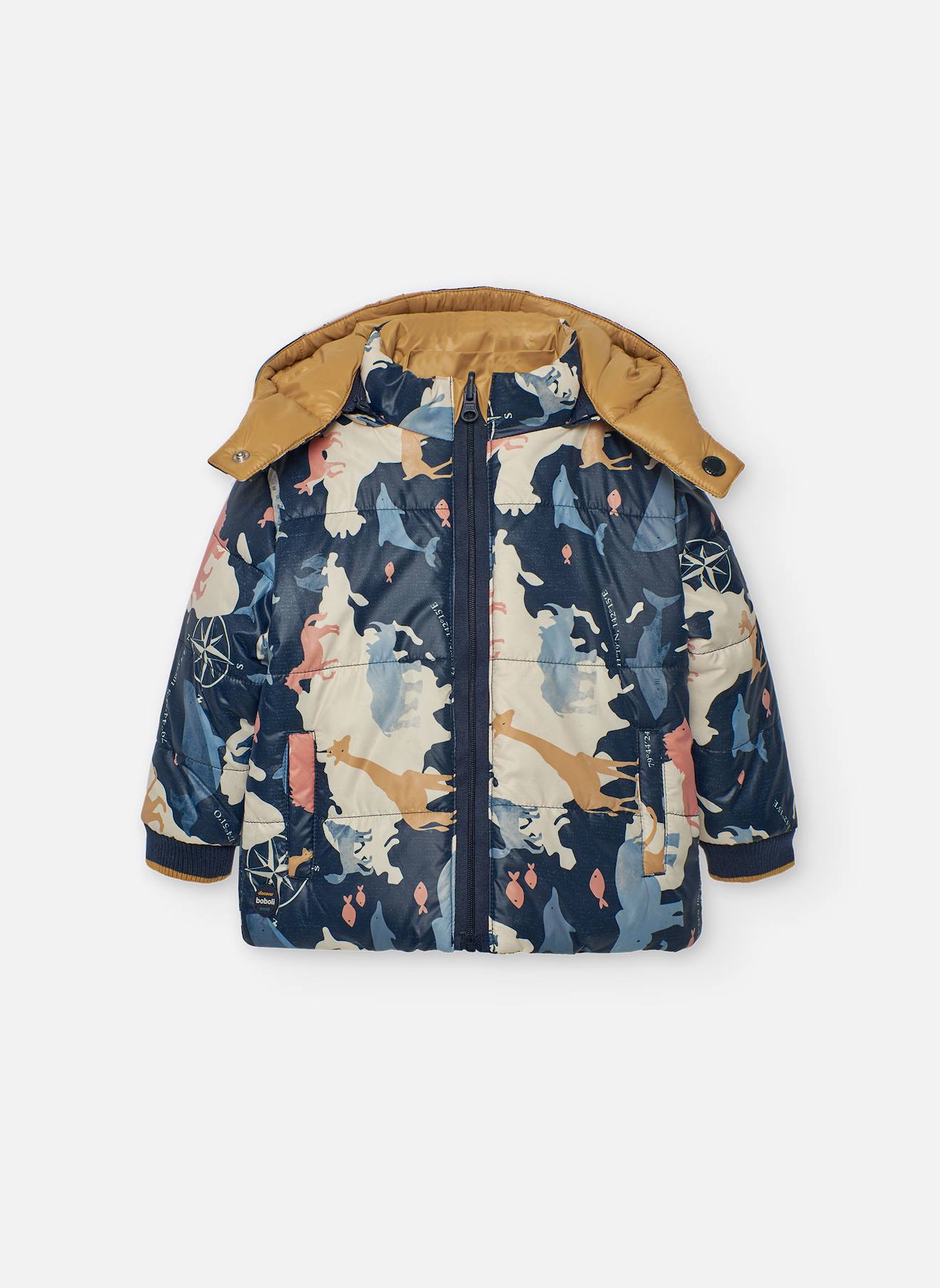 Parka Garçon Réversible Tissu Technique Bleu