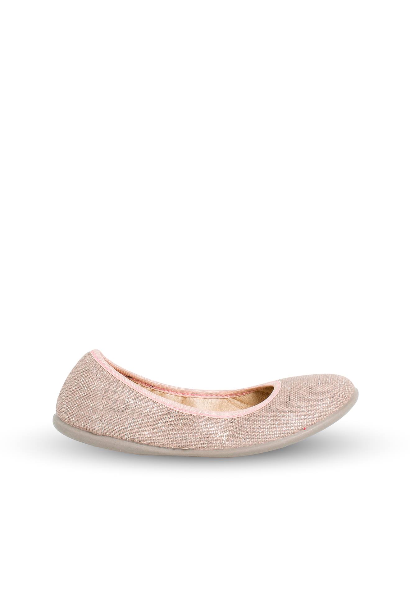 Ballerines Pour Fille En Lin Métallisé Rose Pâle