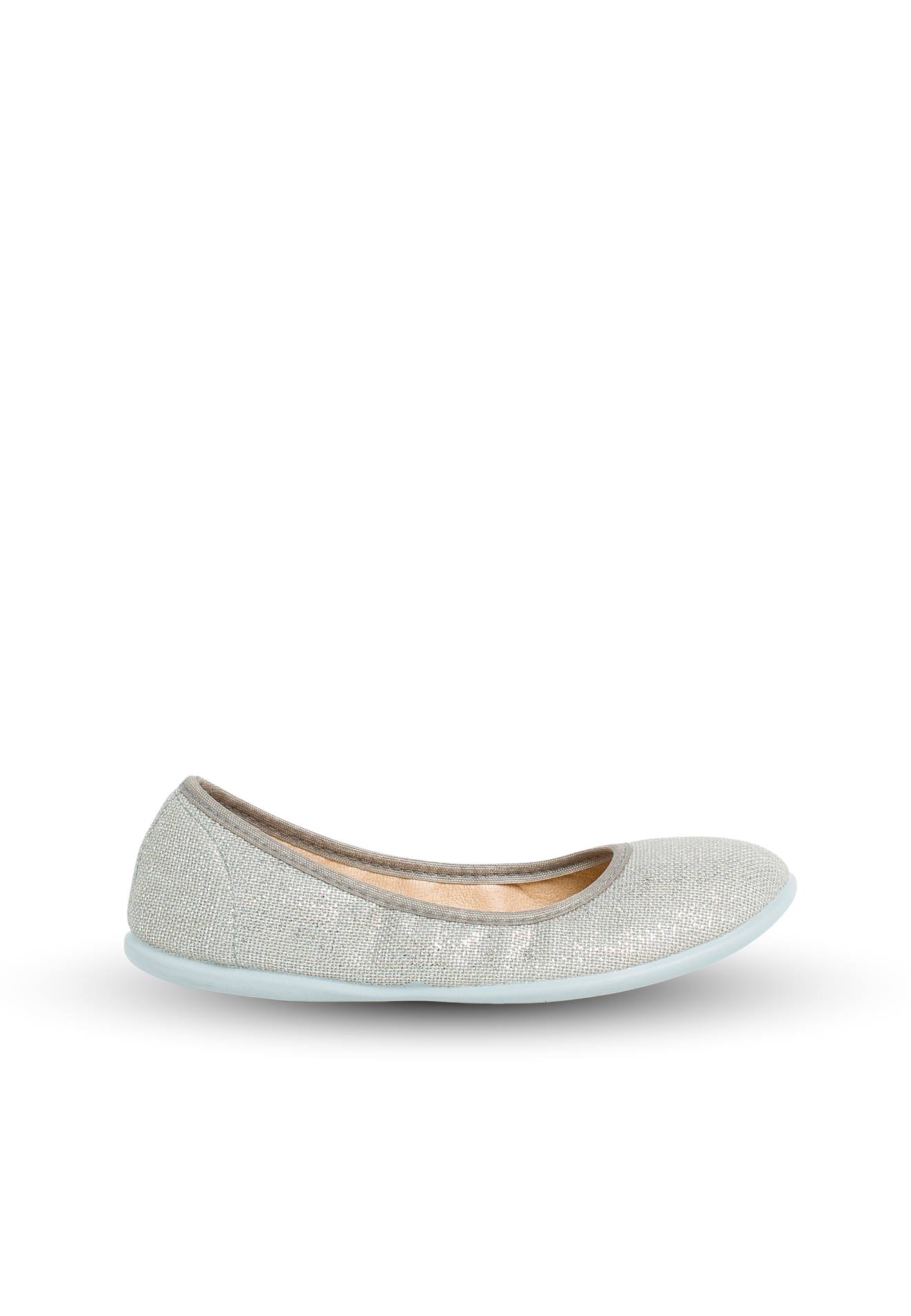 Ballerines Pour Fille En Lin Métallisé Gris