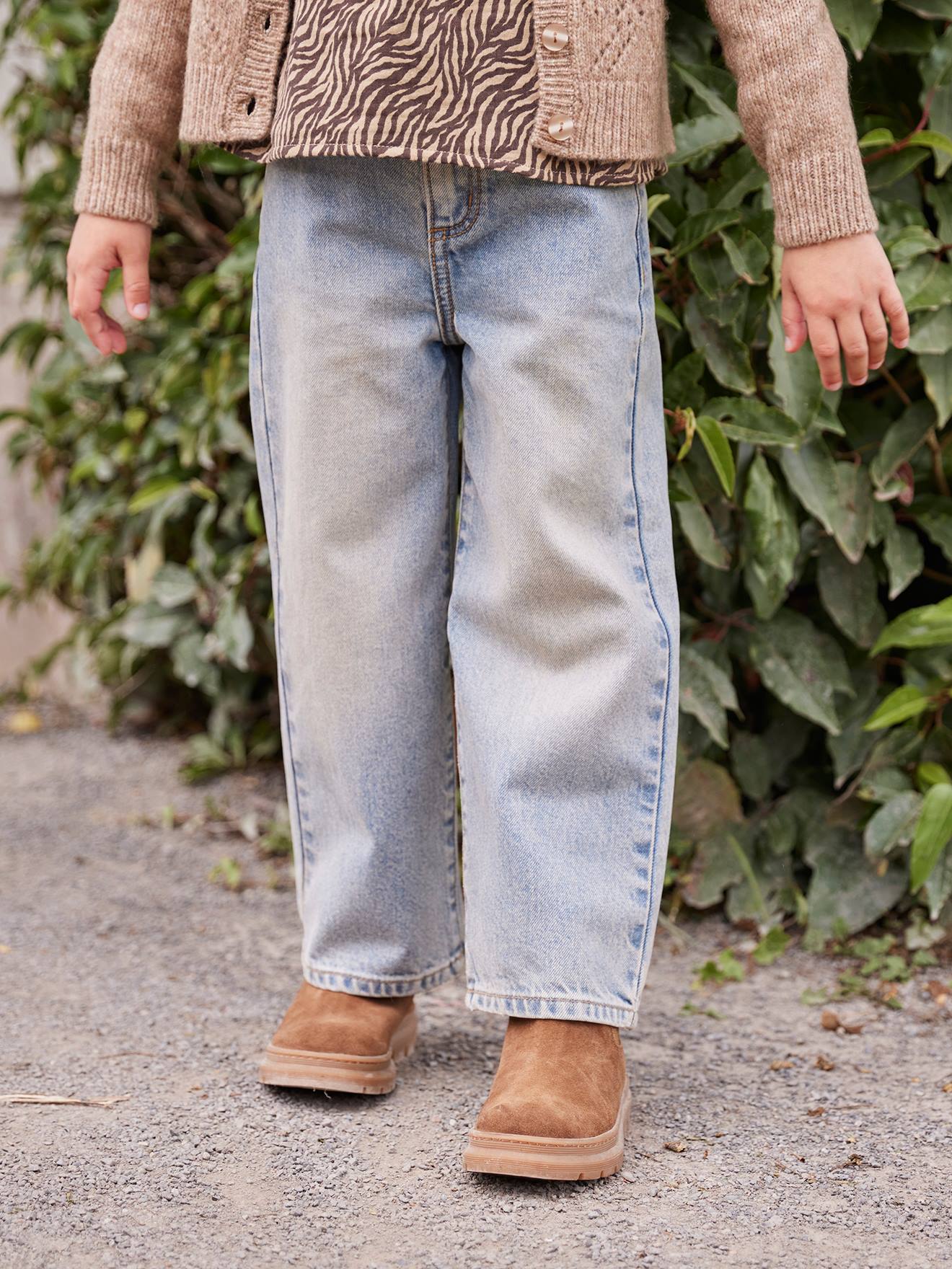 Jean fille large bleu moyen