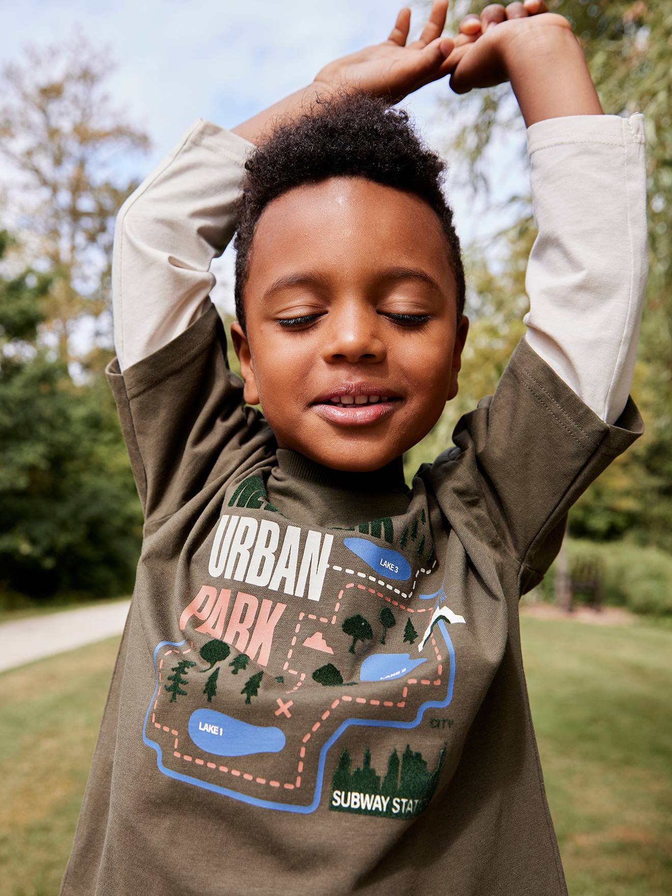 T-shirt effet 2 en 1 garçon kaki