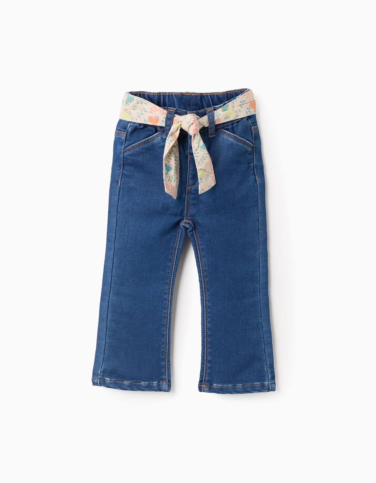 Jean Avec Ruban À Fleurs Bleu