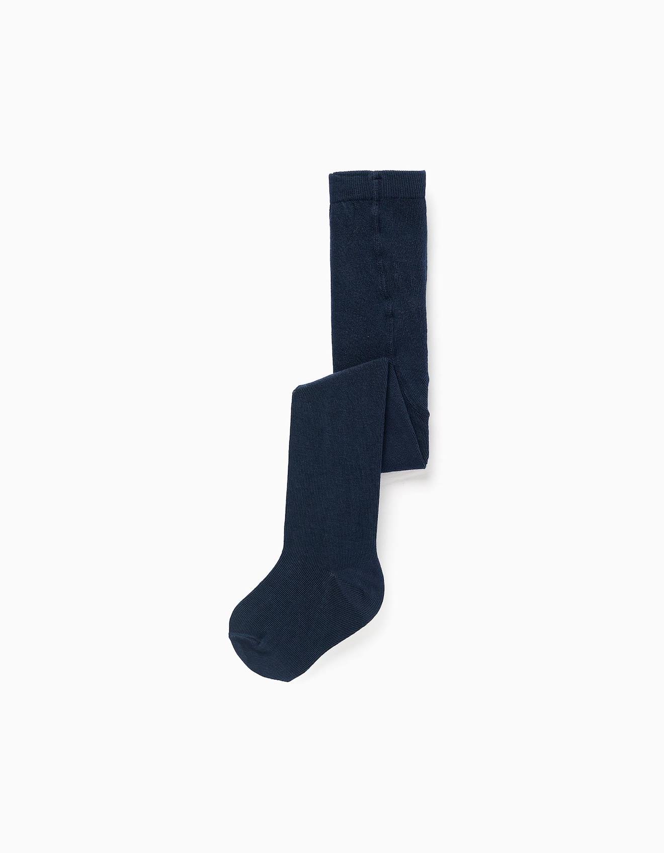Collants Unis De Maille Anti-bouloche Bleu Foncé