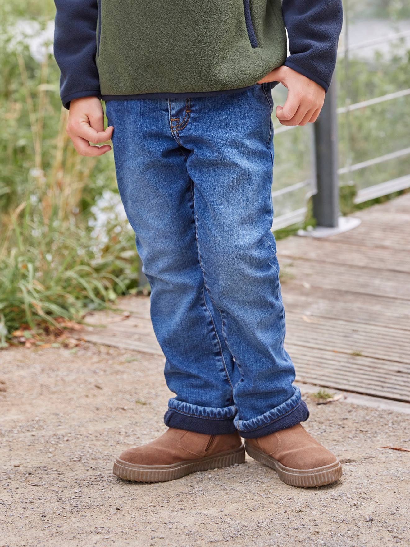 Jean denim doublé maille polaire garçon stone