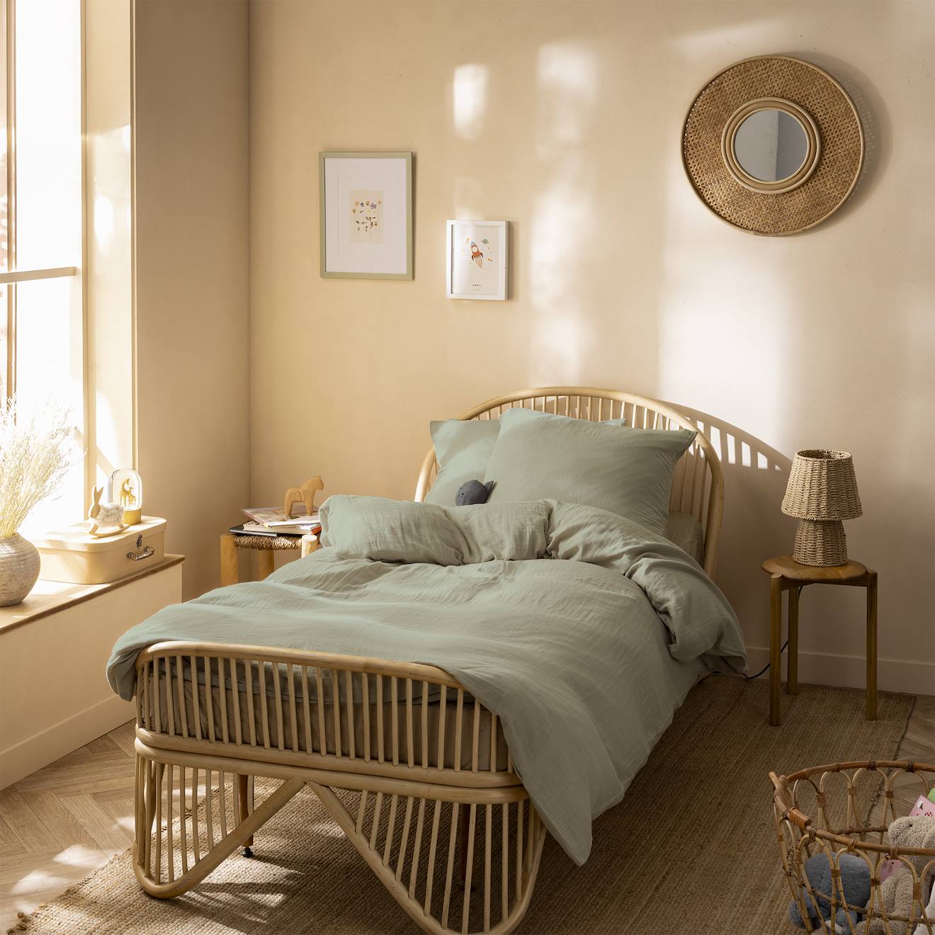 Parure De Lit Unie En Coton, Gaze De Coton Lichen