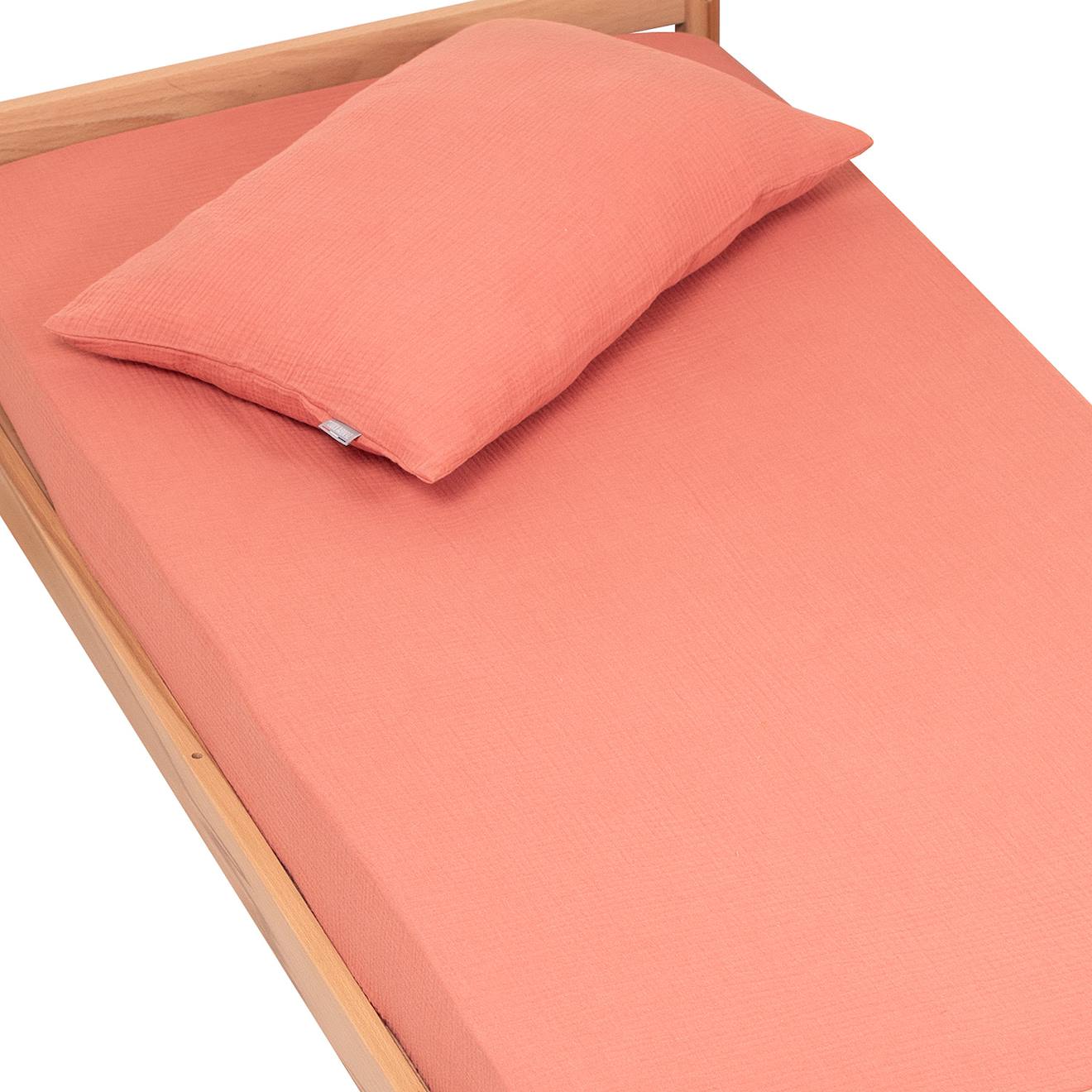 Drap Housse Uni En Gaze De Coton Terracotta