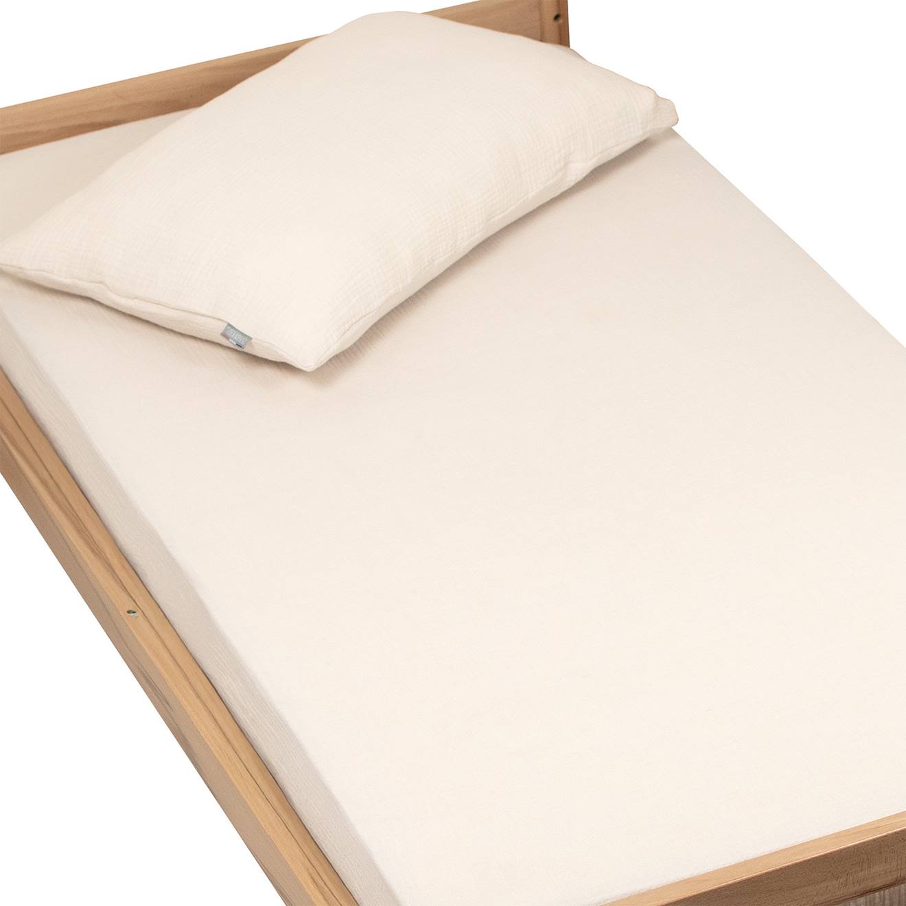 Drap Housse Uni En Gaze De Coton Beige