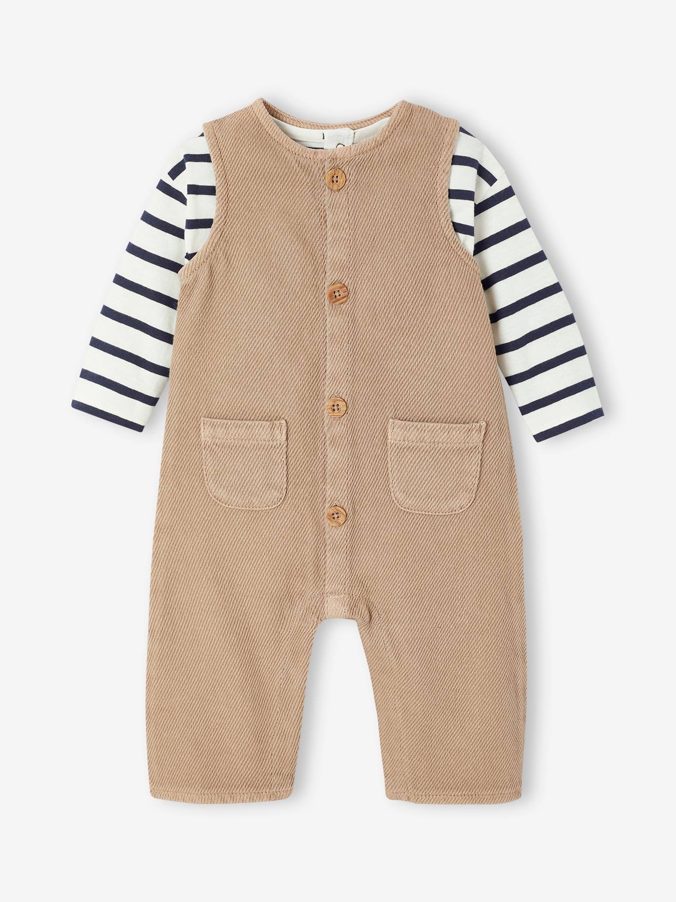 Ensemble T-shirt + combinaison rayé noix de pécan
