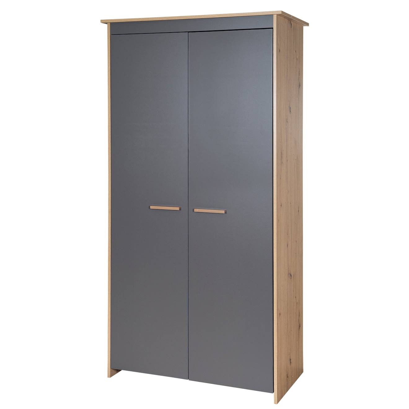 Armoire 2 Portes Battantes Anna Anthracite - Chêne Kent