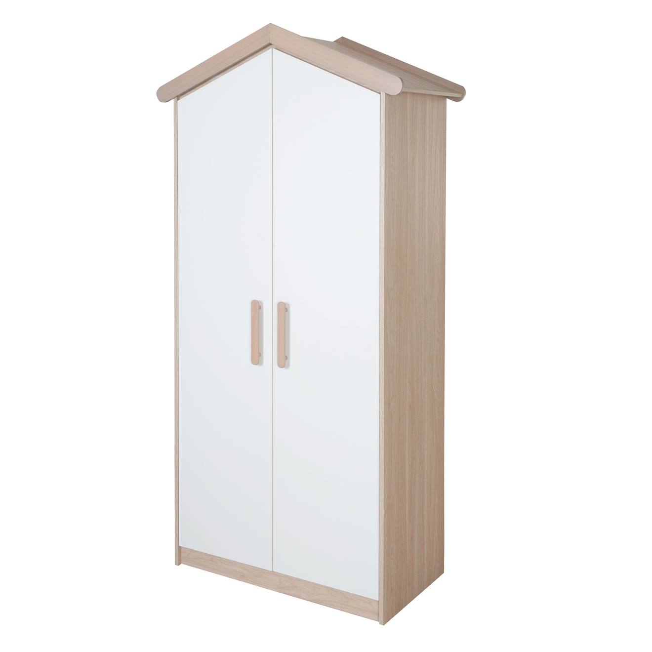 Armoire 2 Portes Battantes Cabane Blanc - Chêne