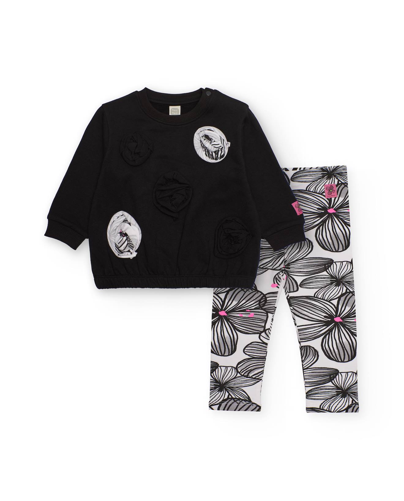 Ensemble Fille Sweat Et Legging Floral Noir