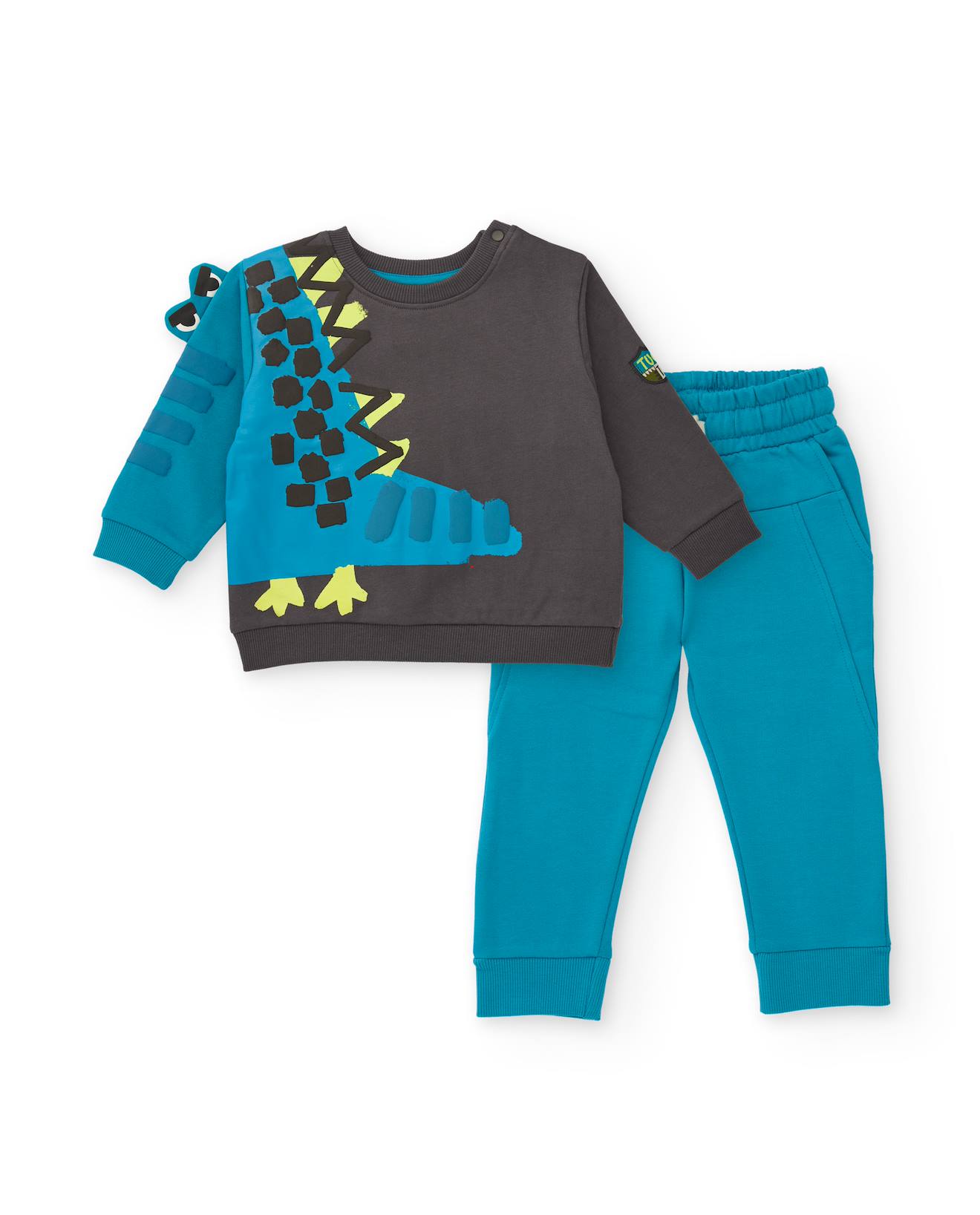 Ensemble Garçon Sweat Dragon Et Pantalon Confortable Gris