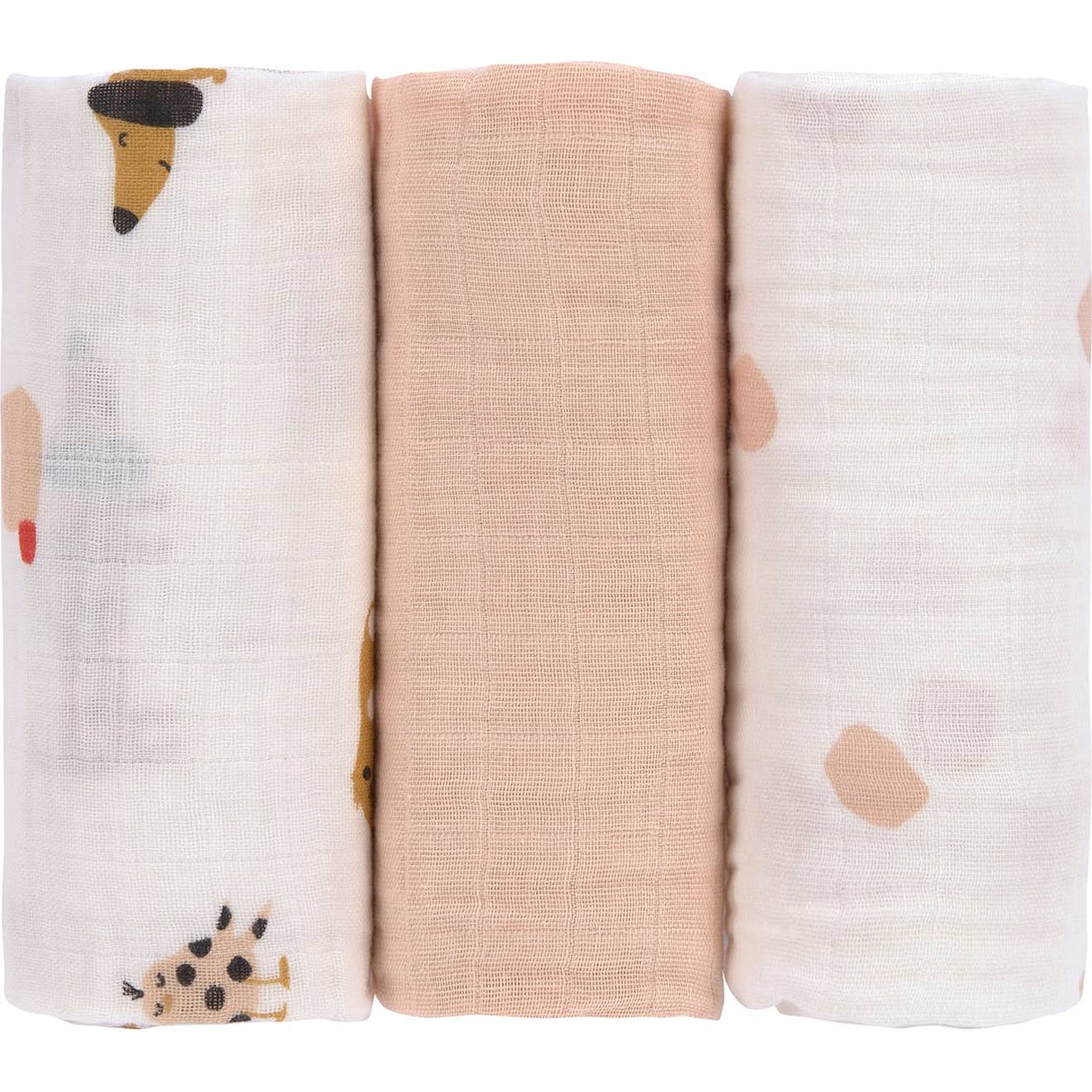 Lot De 3 Langes Little Mateys Orange Épicé (60 X 60 Cm) Multicolore