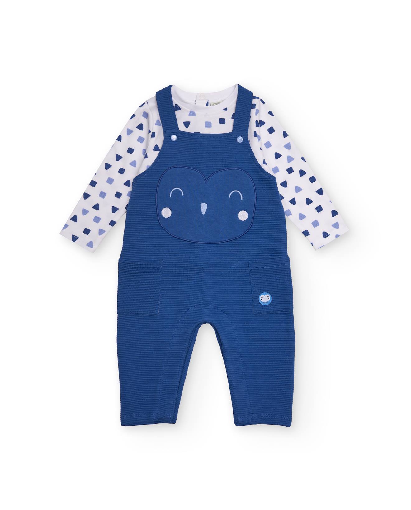 Ensemble Salopette Et T-shirt Pour Bébé Garçon Avec Motif D’animal Bleu