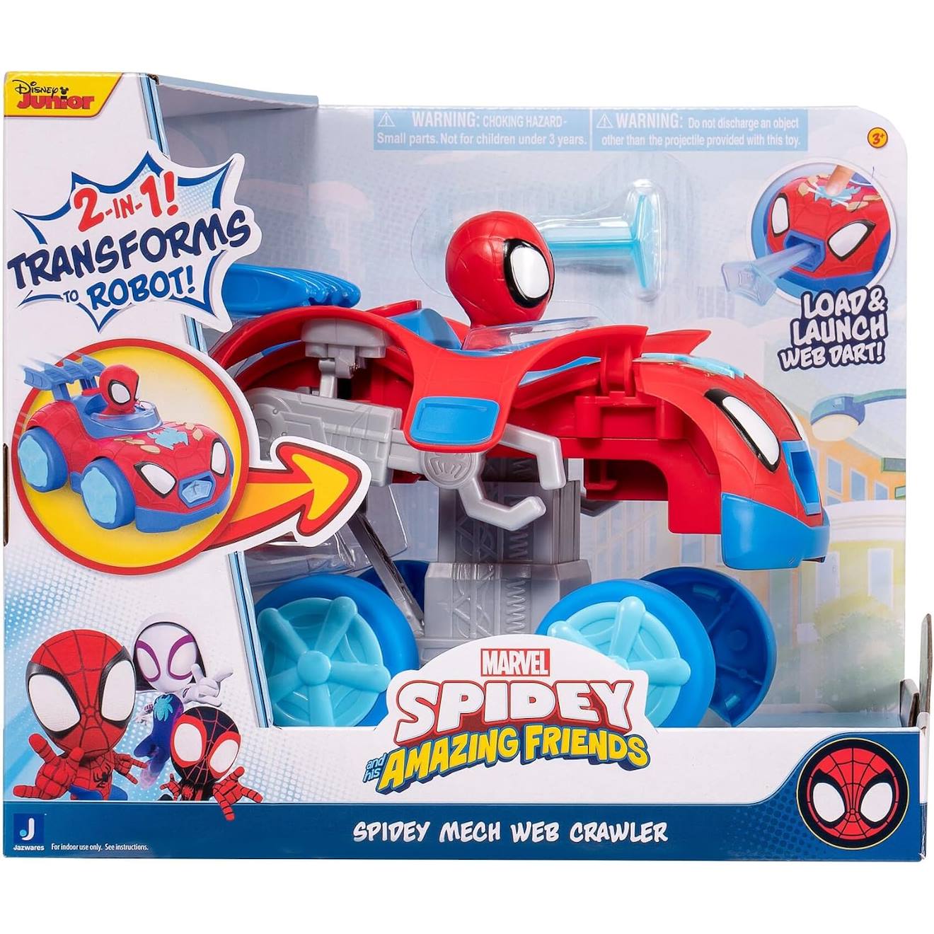 Véhicule Spidey Et Ses Incroyables Amis Marvel - Spiderman Mech Web Crawler Rouge Et Bleu