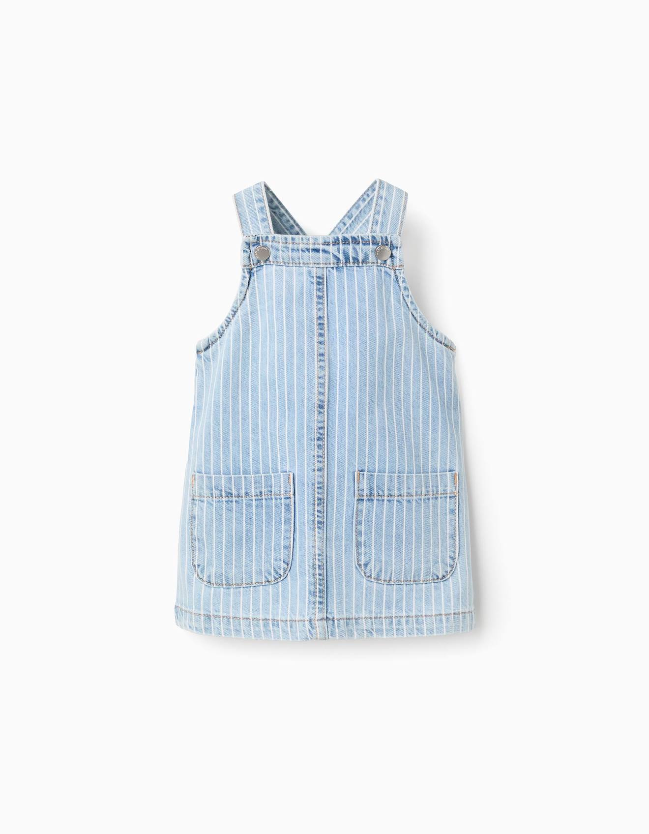 Jupe De Poitrine En Denim Rayé Bleu Clair