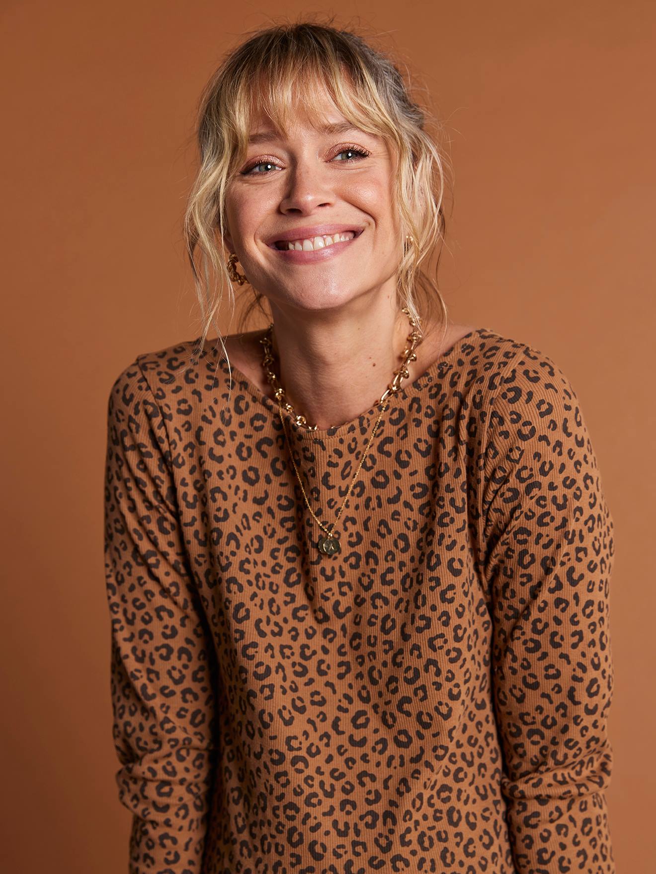 T-shirt léopard grossesse beige