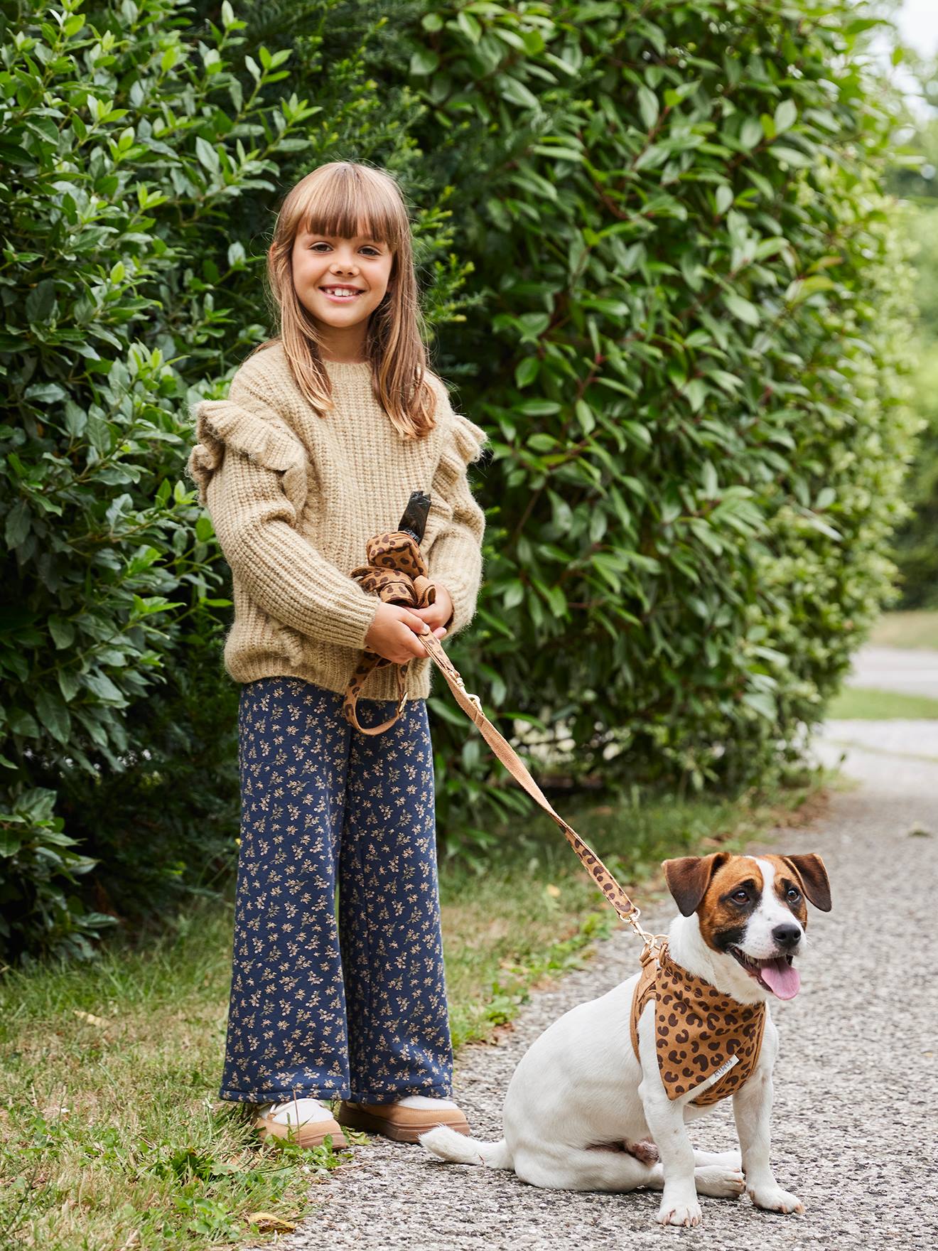 Legging fille large polaire marine