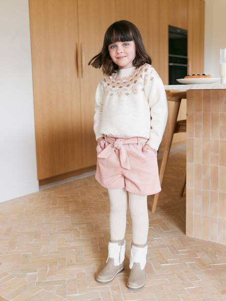 Short en velours fille style paperbag  - vertbaudet enfant