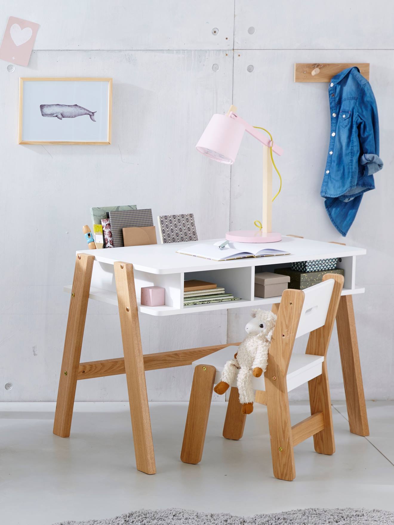 Vertbaudet - Chaise maternelle, assise 30 cm LIGNE ARCHITEKT blanc/bois