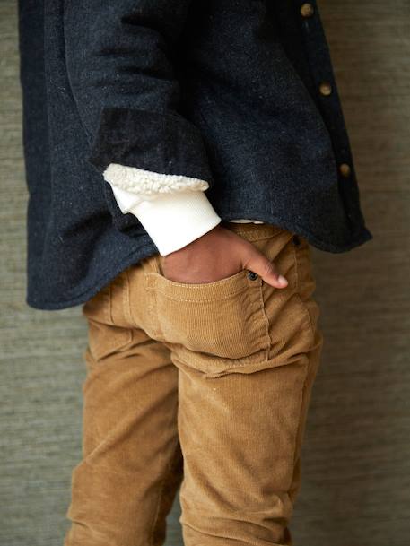 Pantalon slim velours garçon bordeaux+CAMEL 12 - vertbaudet enfant 