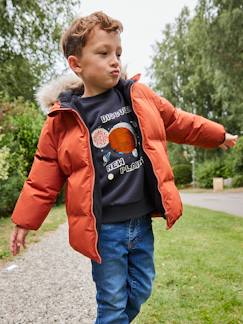 -Doudoune garçon à capuche doublée polaire avec moufles ou gants