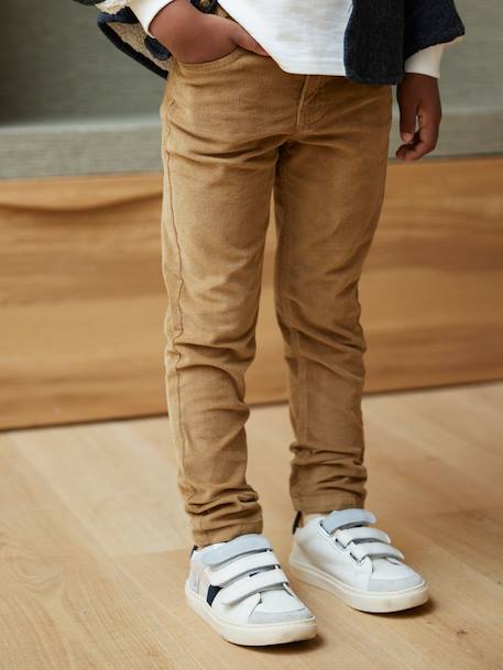 Pantalon slim velours garçon bordeaux+CAMEL 13 - vertbaudet enfant 